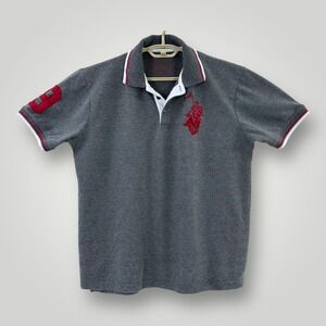 Franky Max‎ Polo Shirt Mens Size Gray Large Short Sleeve Big Pony Casual Golf
